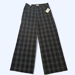 Brixton Black and Green Plaid Wide-Leg Pants